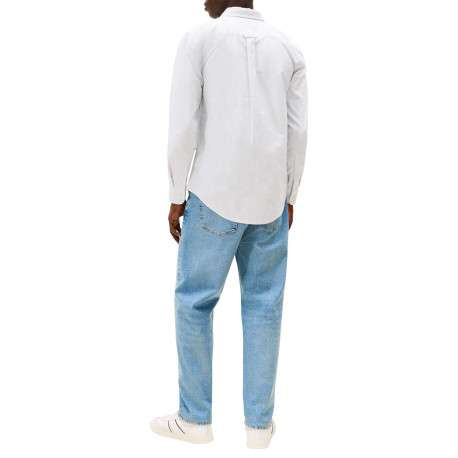 Chemise en coton blanche à rayures avec une coupe droite et col à revers - Image 3