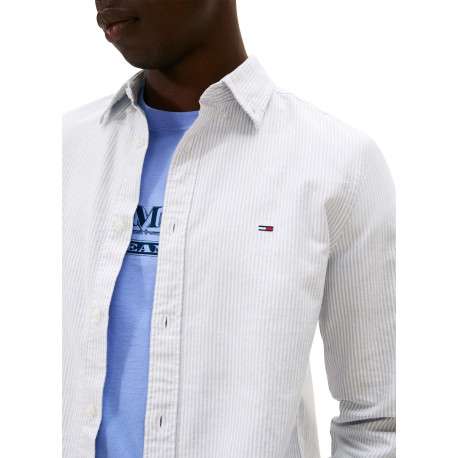 Chemise en coton blanche à rayures avec une coupe droite et col à revers - Image 5