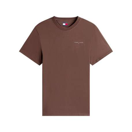 T-shirt en coton marron uni avec une coupe droite et un col rond