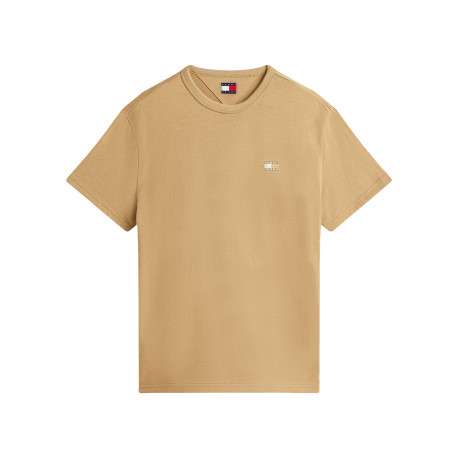 T-shirt beige uni avec une coupe droite et des manches courtes