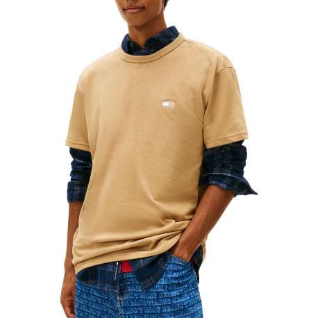 T-shirt beige uni avec une coupe droite et des manches courtes - Image 2