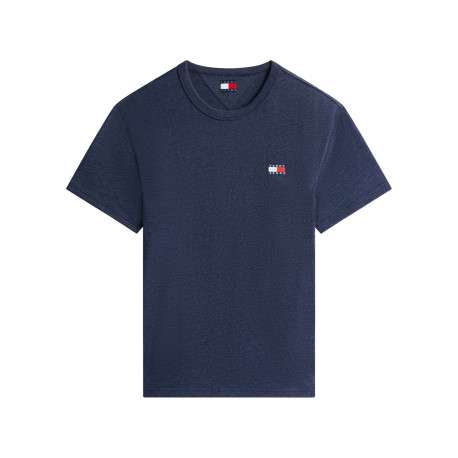 T-shirt marine uni avec une coupe droite et des manches courtes