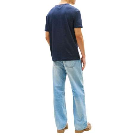 T-shirt marine uni avec une coupe droite et des manches courtes - Image 3
