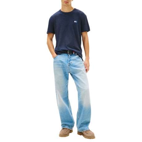 T-shirt marine uni avec une coupe droite et des manches courtes - Image 4