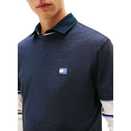 T-shirt marine uni avec une coupe droite et des manches courtes - Image 6
