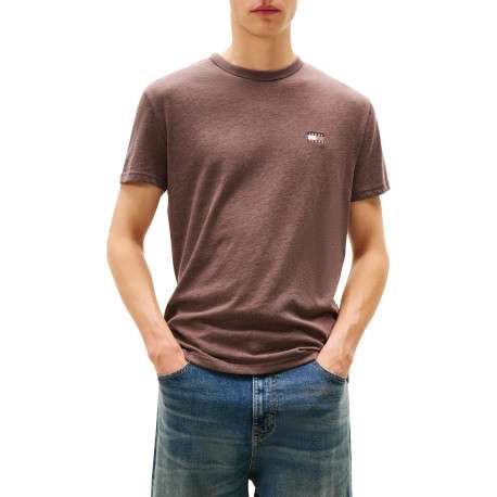 T-shirt marron uni avec une coupe droite et des manches courtes - Image 2