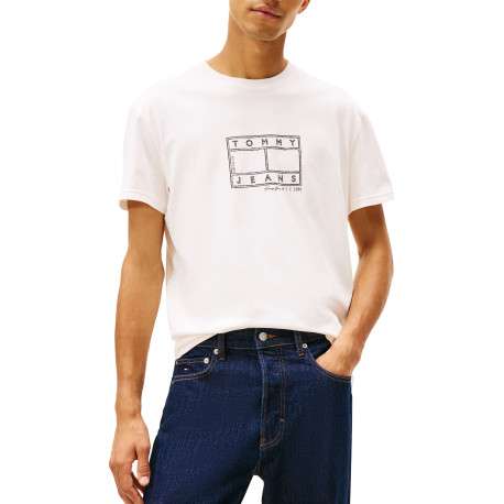T-shirt en coton écru à imprimé avec une coupe droite et un col rond - Image 2