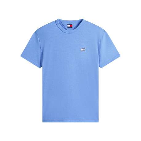 T-shirt bleu uni avec une coupe droite et des manches courtes
