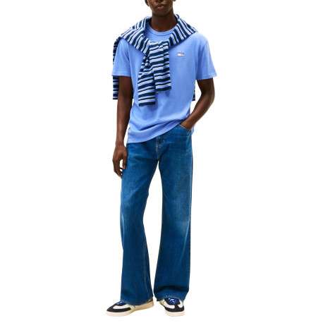 T-shirt bleu uni avec une coupe droite et des manches courtes - Image 4