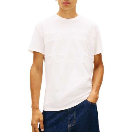 T-shirt en coton écru uni avec une coupe droite et un col rond - Image 2