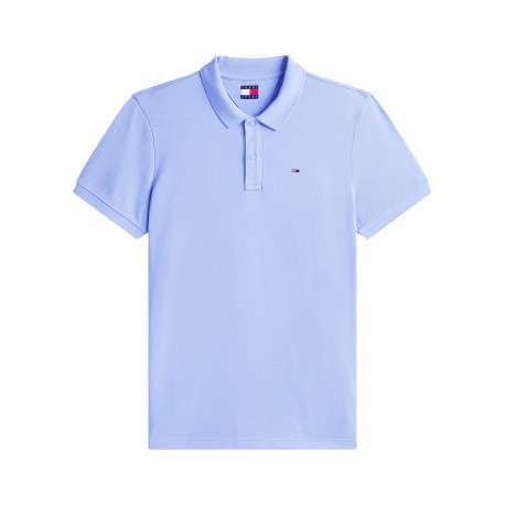 Polo en coton lavande uni avec une coupe droite et un col à revers