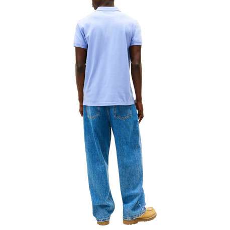 Polo en coton lavande uni avec une coupe droite et un col à revers - Image 3