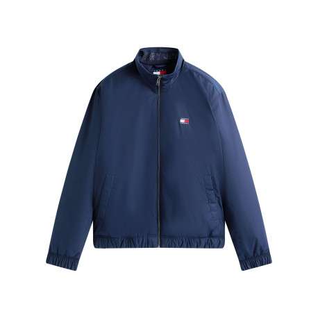 Blouson marine uni avec une coupe droite et un col montant