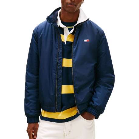Blouson marine uni avec une coupe droite et un col montant - Image 2