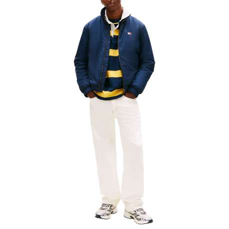 Blouson marine uni avec une coupe droite et un col montant - Image 4