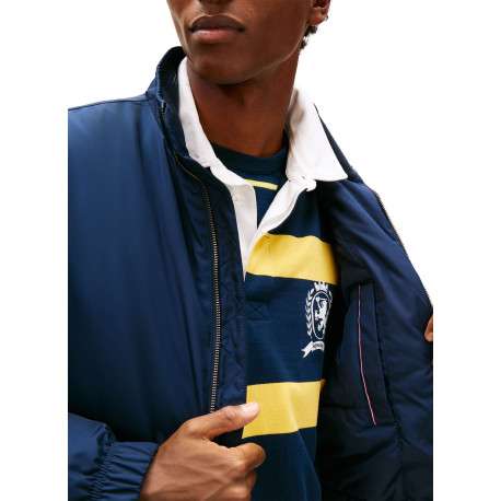 Blouson marine uni avec une coupe droite et un col montant - Image 5