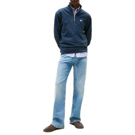 Sweat marine uni avec une coupe droite et un col camionneur - Image 4