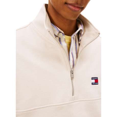 Sweat écru uni avec une coupe droite et un col camionneur - Image 5