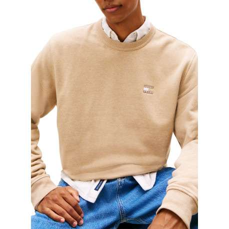 Sweat beige uni avec une coupe droite et des manches longues - Image 5