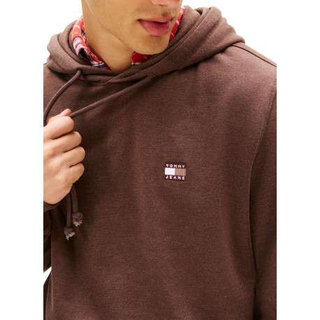 Sweat marron uni avec une coupe droite et un col à capuche - Image 5