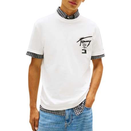 T-shirt en coton écru à imprimé avec une coupe droite et un col rond - Image 2