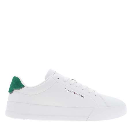 Tennis en cuir blanches et vertes à talon plat avec des lacets - Image 2