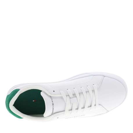 Tennis en cuir blanches et vertes à talon plat avec des lacets - Image 4
