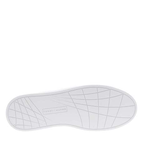 Tennis en cuir blanc à talon plat avec des lacets et un logo brodé - Image 5