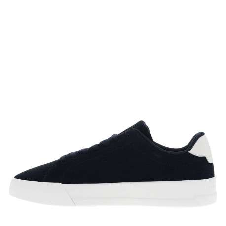 Tennis en cuir bleu marine à talon plateau avec des lacets noirs