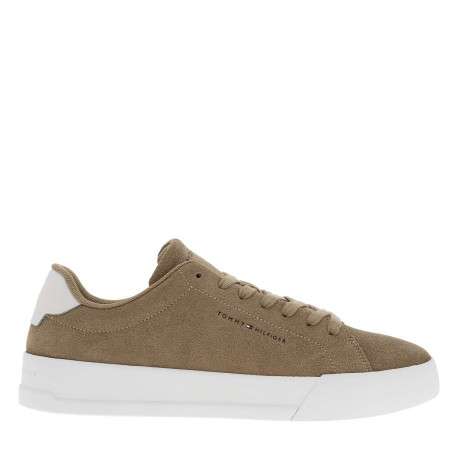 Tennis sable en cuir et doux au toucher avec un talon plateau et des lacets - Image 2