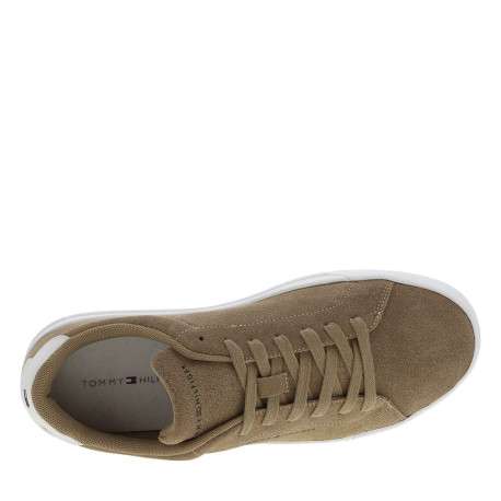 Tennis sable en cuir et doux au toucher avec un talon plateau et des lacets - Image 4
