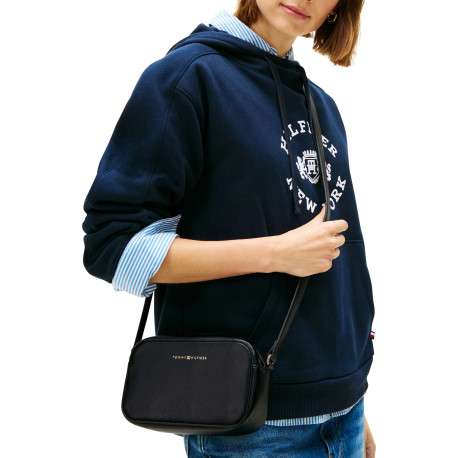 Sac à bandoulière noir pourvu du nom de la marque doré embossé - Image 5
