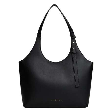 Sac porté épaule noir pourvu du nom de la marque doré embossé