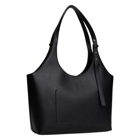 Sac porté épaule noir pourvu du nom de la marque doré embossé - Image 2