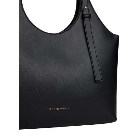 Sac porté épaule noir pourvu du nom de la marque doré embossé - Image 3