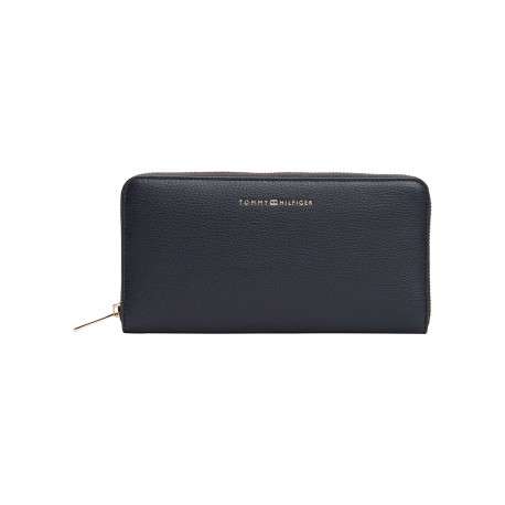 Portefeuille marine aspect grainé pourvu d'une fermeture zippée