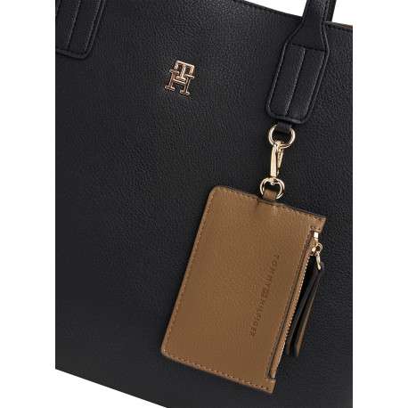 Sac porté épaule noir pourvu d'une bandoulière amovible et du logo de la marque - Image 4