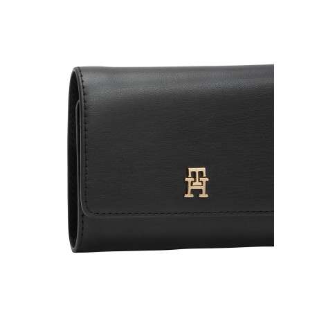 Portefeuille noir à rabat pourvu du logo de la marque en métal doré - Image 4