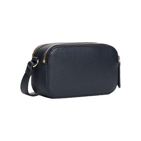 Sac à bandoulière marine aspect grainé pourvu de fermetures zippées - Image 2