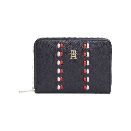 Portefeuille marine aspect grainé pourvu d'une fermeture zippée