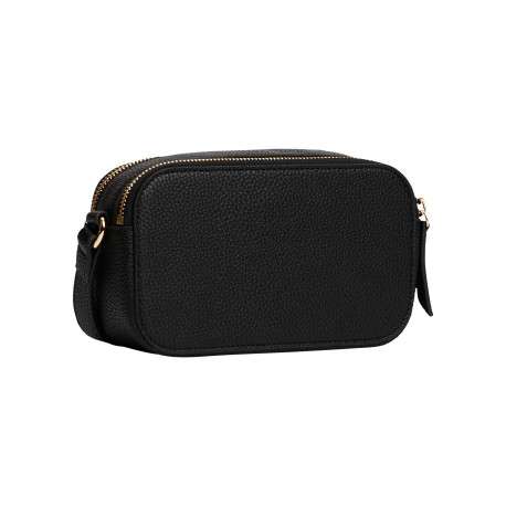 Sac à bandoulière noir aspect grainé pourvu de fermetures zippées - Image 2