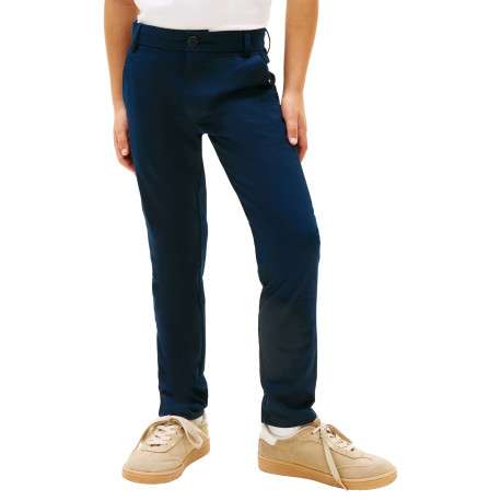 Pantalon chino en coton bleu à coupe slim pourvu de poches plaquées - Image 2