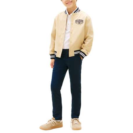 Pantalon chino en coton bleu à coupe slim pourvu de poches plaquées - Image 5