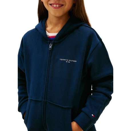 Sweat zippé en coton mélangé marine pourvu d'un col à capuche - Image 4