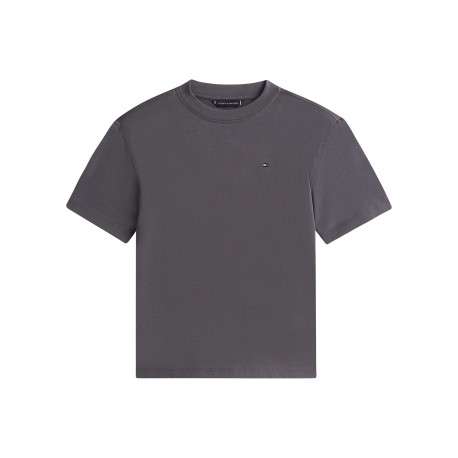 T-shirt en coton anthracite pourvu d'imprimés de la marque dans le dos