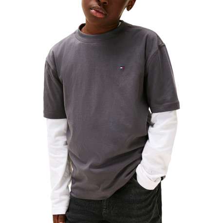 T-shirt en coton anthracite pourvu d'imprimés de la marque dans le dos - Image 2
