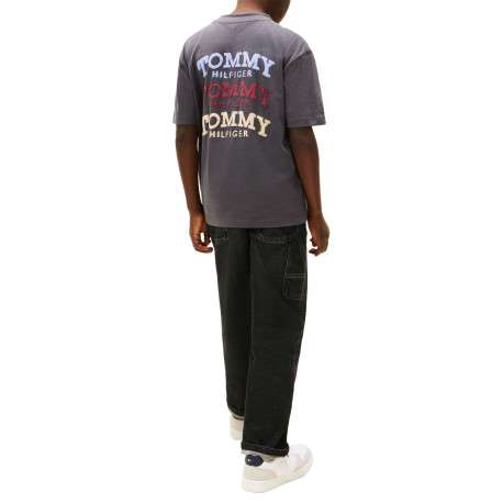 T-shirt en coton anthracite pourvu d'imprimés de la marque dans le dos - Image 3