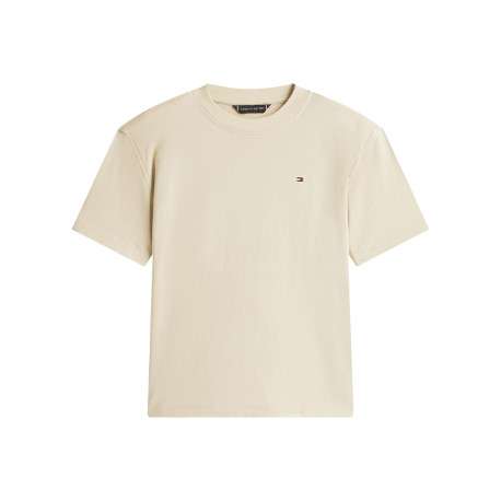 T-shirt en coton écru pourvu d'imprimés de la marque dans le dos