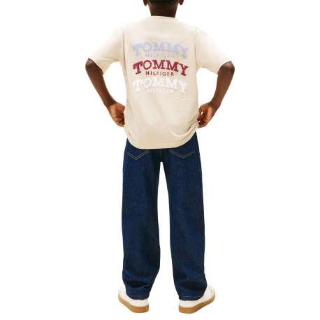 T-shirt en coton écru pourvu d'imprimés de la marque dans le dos - Image 3