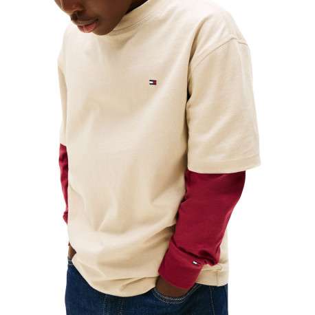 T-shirt en coton écru pourvu d'imprimés de la marque dans le dos - Image 4